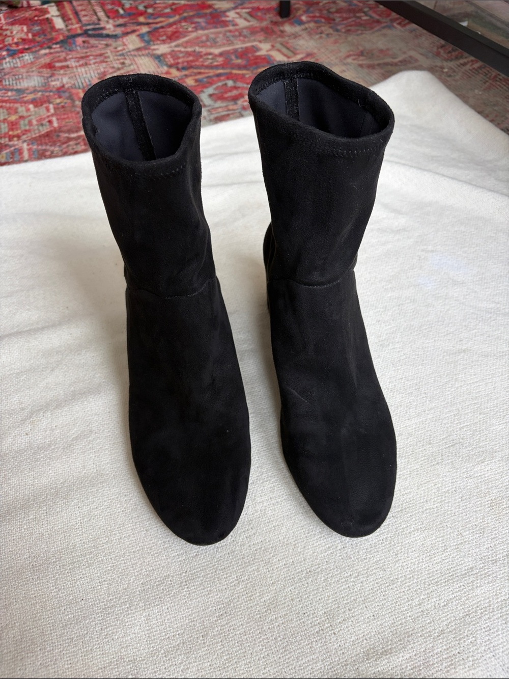 Boden Black Suede Mid-Calf Heeled Boots
